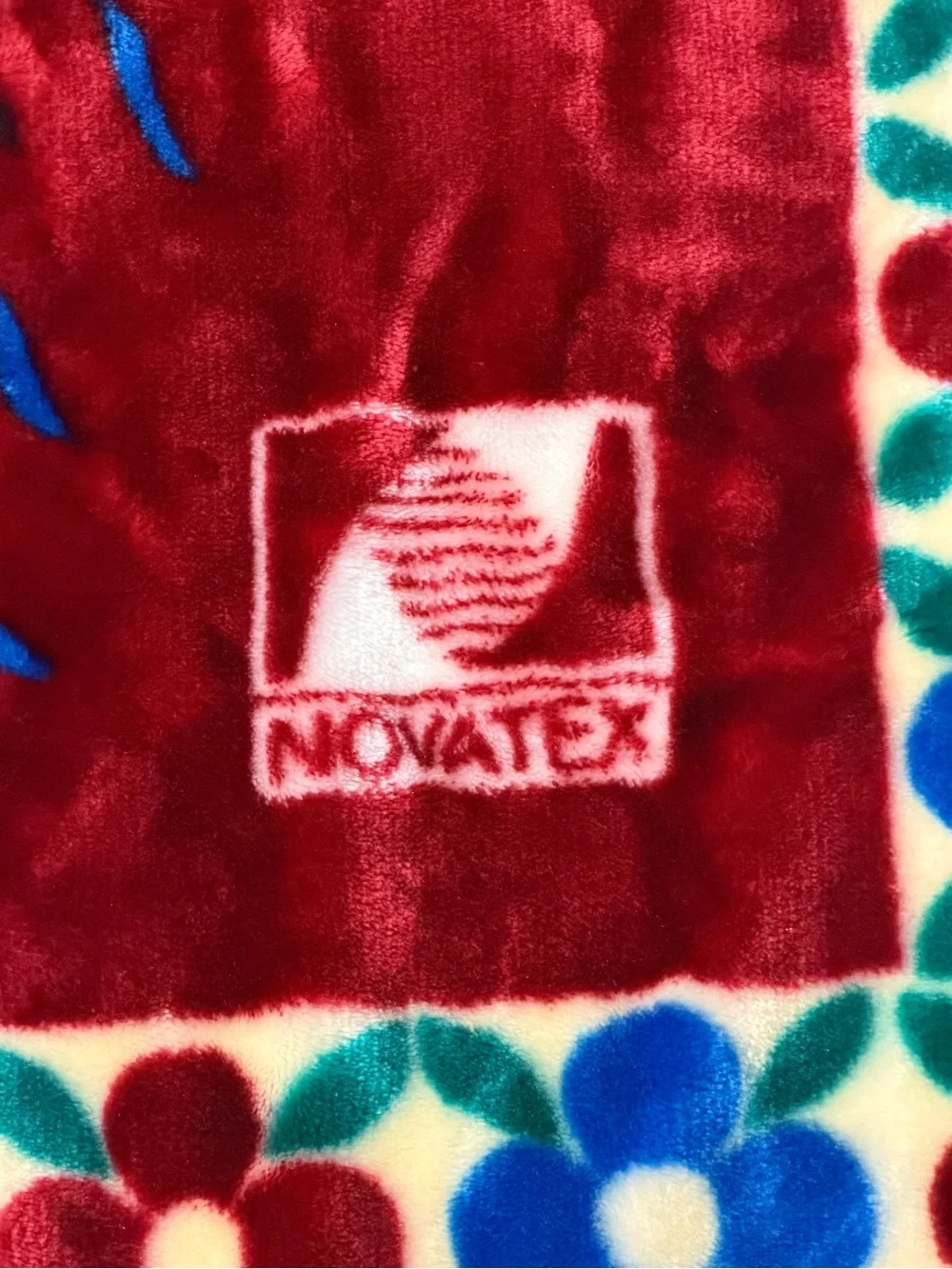 VINTAGE Mexican Novatex Colorful Peacock Blanket King Size Acrylic